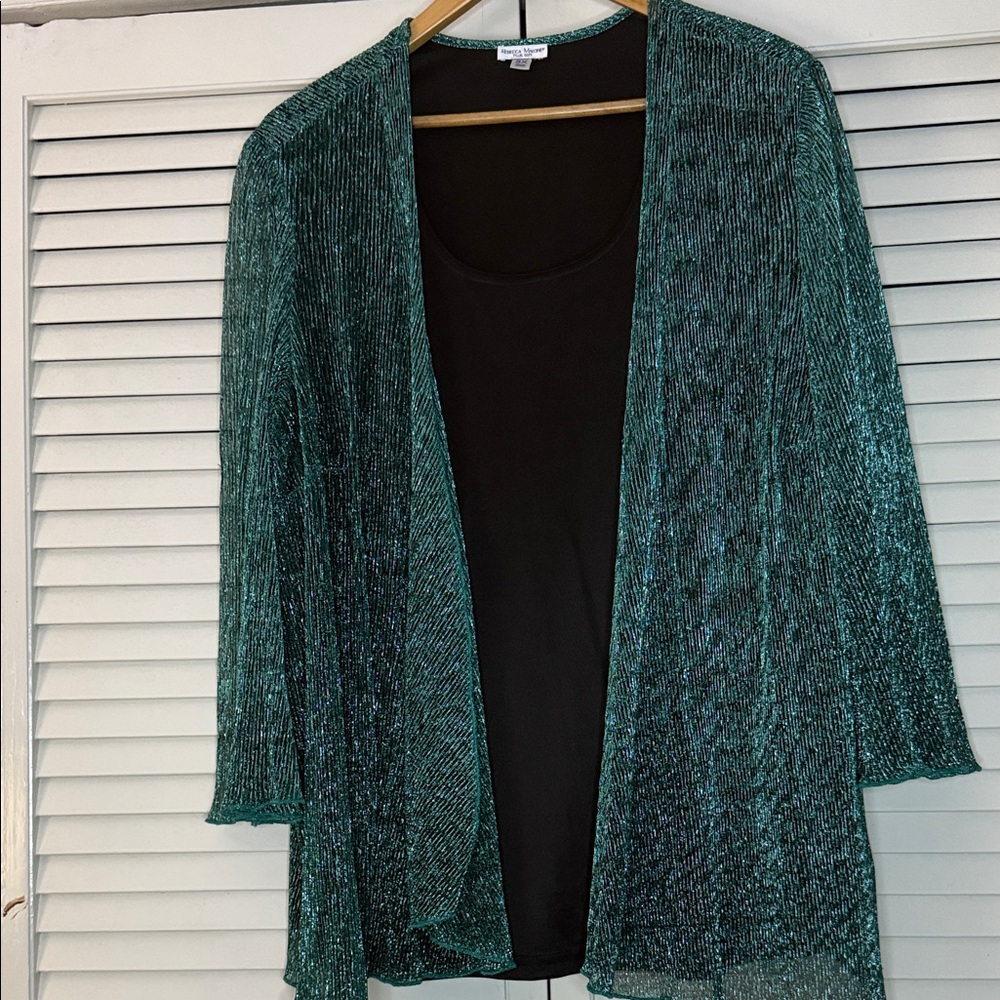 Rebecca Malone Shimmering Teal Cardigan